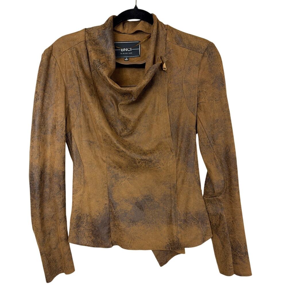 BNCI Brown Asymmetrical Zip-Up Long Sleeve Jacket Size S